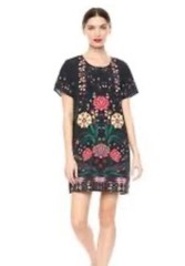 MINK PINK Wisdom Tee Short Sleeve Shift Dress black floral Size M Bohemian Boho
