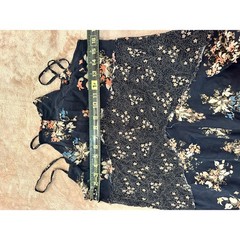 Free People Intimately Floral Halter Mini Dress XS Black Boho Ruffle Hem