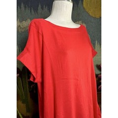 Free People Cool & Crisp Red Linen Blend Midi Dress Small S