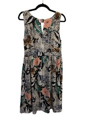 NWOT ModCloth Floral Botanical Fit & Flare Dress Keyhole Sleeveless Women&rsquo;s L