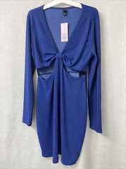 Women&rsquo;s Long Sleeve Cut Out Lurex Bodycon Dress – Wild Fable™ Lapis – Size L