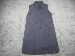 Lee Womens Sleeveless Blue Chambray Shirt Dress 10 Collared w/Chest Pockets