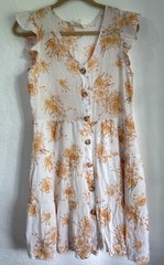 Sweet Wanderer Floral Button Front Sleeveless Tiered Dress With Ruffle Sleeves O