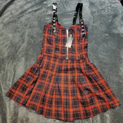 Dolls Kill Current Mood Emo Punk Rock Born To Burn Plaid Mini Dress XS, S