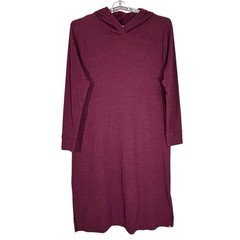 Eddie Bauer Waffle Knit Hoodie Dress Womens 2XL Cozy Casual Lodgecore Thermal