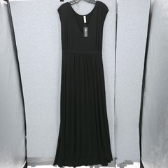 24Seven Comfort Apparel V Neck Belted Black Long Sleeveless Dress Womens Size 3X