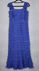 Tadashi Collection Dress Womens 14 Blue Silk Tiered Ruffle Maxi Formal Prom