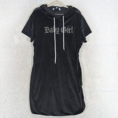 J For Justify Juniors Black Velour Baby Girl Hooded Dress Size 2x