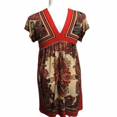 Bailey Girl womens paisley print satin mini dress red/multi size Large