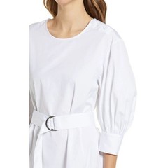 New ~ NORDSTROM ~ Puff Sleeve Belted 100% Cotton Dress ~ Small