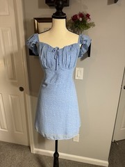 Hollister Chiffon Babydoll Blue Mini Dress Size L