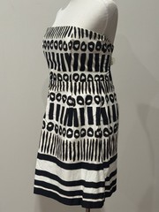 Laundry Shelli Segal 12 Cotton Strapless Mini Dress White Black Stripes Modern