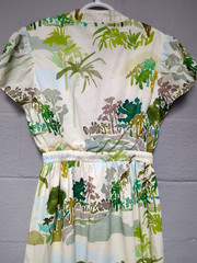 Beau & Ro Midi Dress Size L Short Sleeve Digital Print Drawstring Pockets