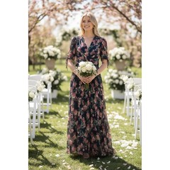 GAL MEETS GLAM DRESS 14 WEDDING GUEST SOFT FEMININE LONG MAXI FLORAL MILKMAID