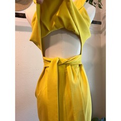 Y2K DSquared2 Yellow Gem Wrap Sleeveless Summer Dress Size Medium Italy Made