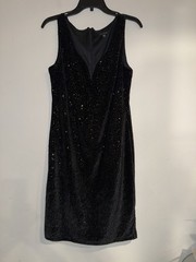 Blu Sage Sleeveless Cocktail Dress Velvet Sequin Plunge Neckline Size 12