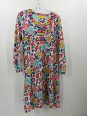 Pre-Owned Roller Rabbit White Size Large Floral Knee Length Long Sleeve Dress
