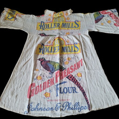 Flour Sack Dress Pheasant Vintage Look Feed Sack Garden Hippie Boho One Size