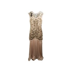 Retro Stage Womens Size XL Peach Sequin Long Wedding Evening Dress