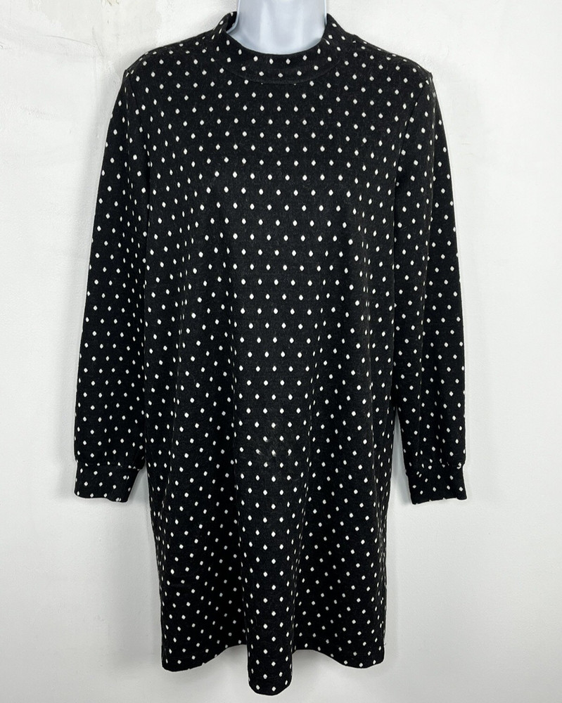 Lou & Grey Dress sz S Black White Polka Dot Modern City Chic Quiet Luxury