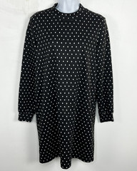 Lou & Grey Dress sz S Black White Polka Dot Modern City Chic Quiet Luxury