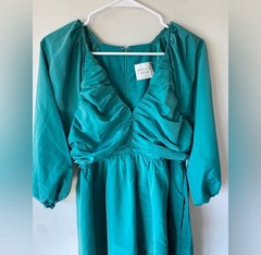 NEW Tuckernuck Hyacinth House Teal Ruched Genevieve Dress Small