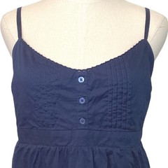 Hollister Navy Blue Tiered Babydoll Dress Smocked Back Cotton Sundress Mini – XL