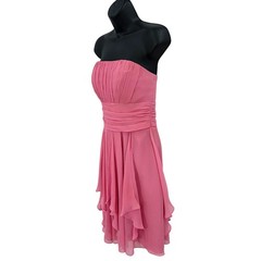 David&rsquo;s Bridal Strapless Chiffon Dress WMNS 2 Layered Skirt Pleated Zip F14169