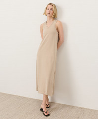 PACT Organic Weekends Tank Dress – Washed Flagstone