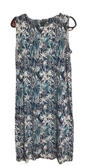 J. Jill Wearever Shift Dress Tropical Print Sleeveless V-Neck LT Large Tall
