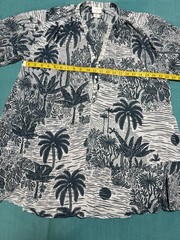 H&M Cotton Blue and White Tropical Print Mini Tunic Dress, S