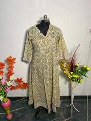 Hand Block Floral AAA Quality Dress New Petain Night Dress Suit maxi 100% Cotton