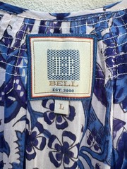 Bell by Alicia Bell/ Boho Print Midi Dress/ Cotton-Silk/ Violet Blues/ LG/ LkNw!