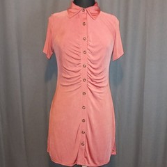 And Now This Rust Orange Ruched Button Down Mini Dress Medium