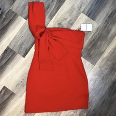 NWT Givenchy Cherry Red One Shoulder Bow Mini Cocktail Dress Size 40/8 Designer