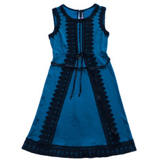 22 Maggio Maria Grazia Severi Dress UK 14 Turquoise Black Ornate Lace
