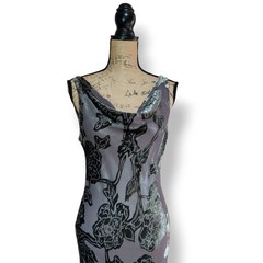 90s Y2K Maria Grachvogel Long Silk Blend Bias Cut Beaded Dress UK 10/12 (US 8)