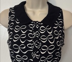 Kate Spade Mackenna Black White Bow Print Dress Size 0 Sleeveless A-Line Dress