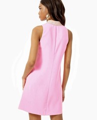 💖Lilly Pulitzer JANE HIGH COLLAR SHIFT DRESS Pelican Pink Gold 4
