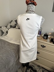NIKE SPORTSWEAR Black & White Logo Athletic Leisure Jersey Dress X-Small