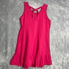 Terzo Millennio Linen Blend Dress Womens S Pink Ruffle Tank Beach Lagenlook