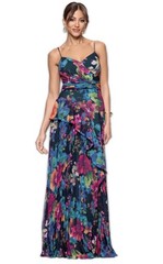 Xscape Women&rsquo;s Floral-Print Sweetheart-Neck Gown – Navy Multi