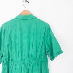 Oliver Bonas Embroidered Cotton Shirt Mini Dress Size 18 Green Intricate Summer
