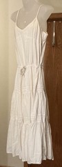 AList Wrapper 100% Cotton White Midi Ruffled Boho Romantic Fairy Sundress Sz 11