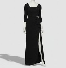 Alex Evenings Women&rsquo;s Black Square-Neck 3/4-Sleeve Gown Dress Sz 4