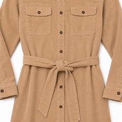 Lauren Ralph Lauren Corduroy Belted Shirt Dress 20W Tan Plus