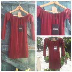Womens Dress Size 6 Burgundy Gypsy Bardot Off The Shoulder Red Body Con VGC