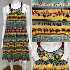 Jean Paul Gaultier Fuzzi Soleil Shift Trapeze Crossback Spell Out Dress Large