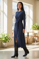 Modern Citizen Wei Tie Front Dress Navy Classic Modern Career Office Sz 1X
