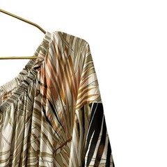 Label of Love Tropical Palm Leaf Maxi Dress Tan Olive Green Boho Small